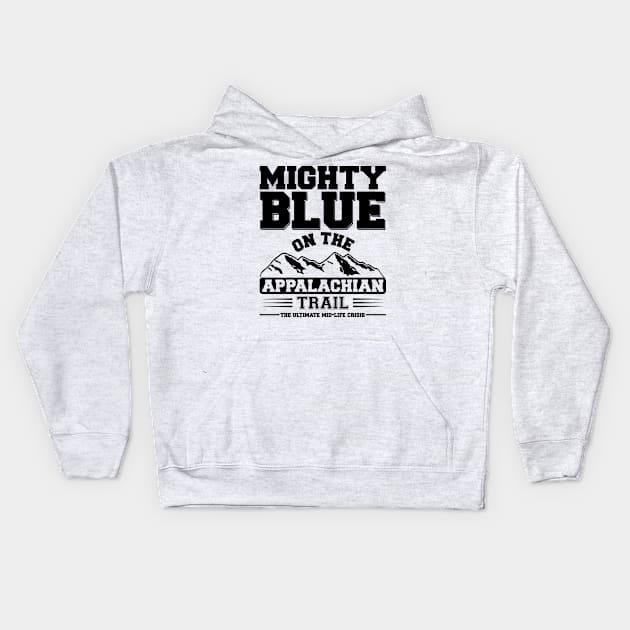 Mighty Blue design (Black) Kids Hoodie by Hiking Radio Network